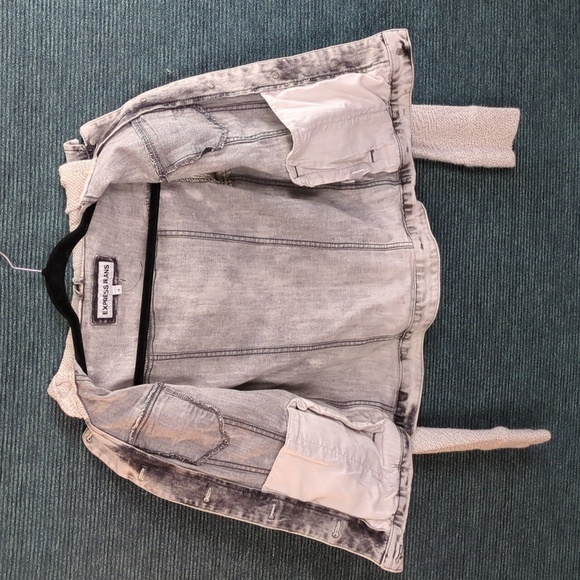 Express Gray Denim Hoodie Jacket/Sweater Please Read Description! - Picture 11 of 11